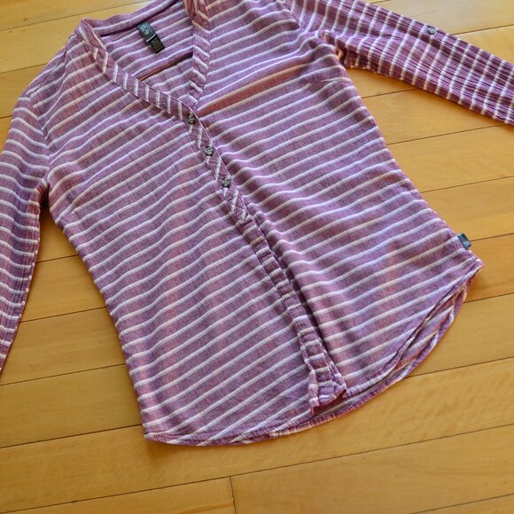 Mountain Hardwear Shirt Purple Stripes Button Up V Neck Casual Outdoor Size M - Picture 4 of 11
